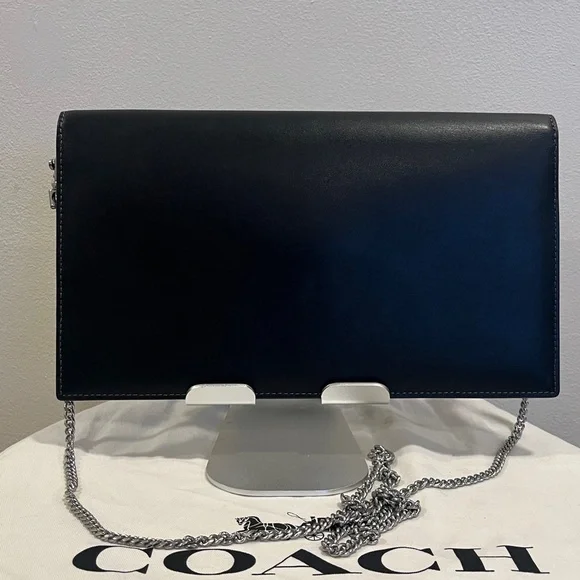 Coach Essential Clutch Black Crossbody Chain Customized with Rexy Rainbow Stars